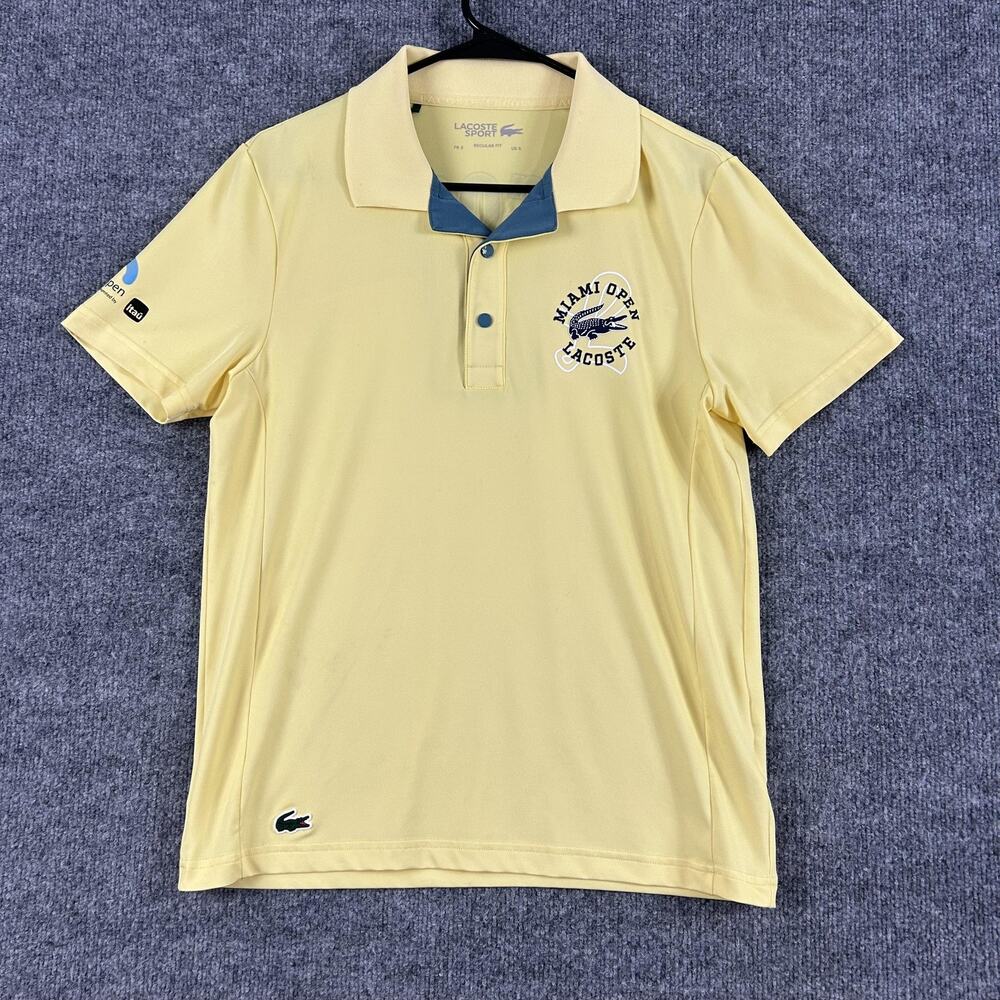 Miami Open Shirt Mens Small Polo Yellow Lacoste Sport Tennis Stretch Sports